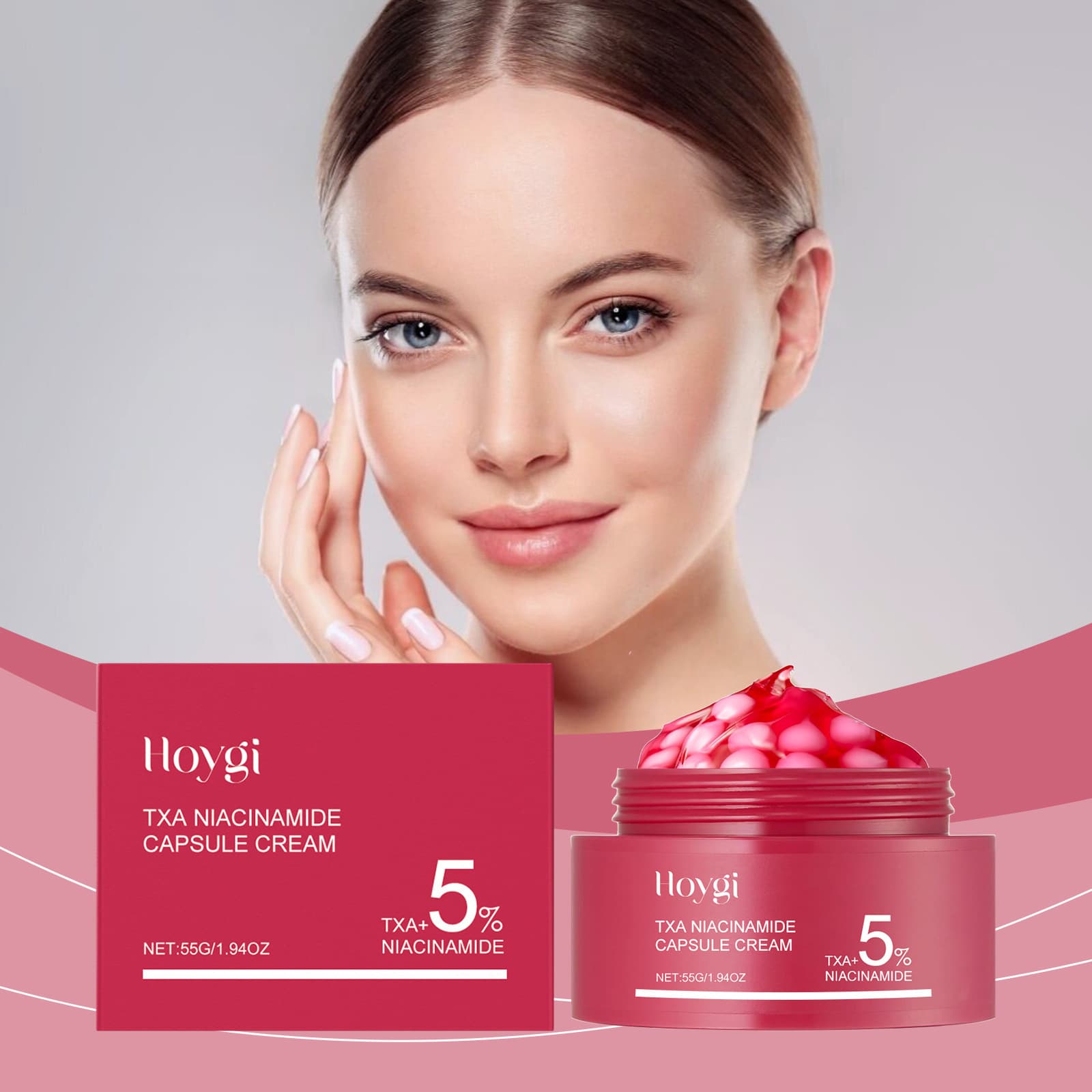 HOYGI Niacinamide Moisturizing Capsule Cream Gentle Skin Care Locks in Moisture Refreshing and Easy to Absorb Nourishing Hydrating Face Cream