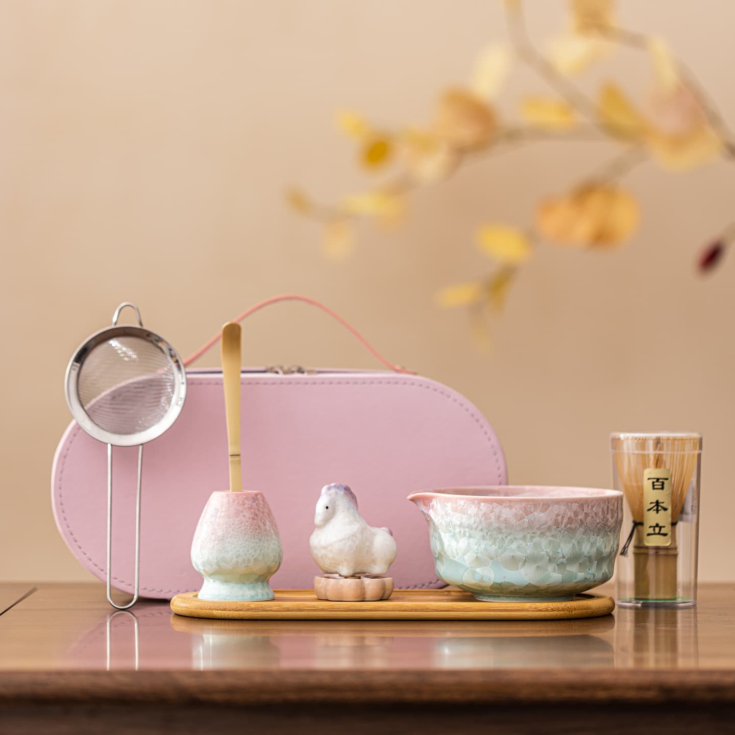 Cross-Border Crystal Glaze Matcha Bowl and Box Set, Matcha Whisk, 100-Prong Matcha Whisk, Matcha Whisk Stand, Matcha Whisk Tool