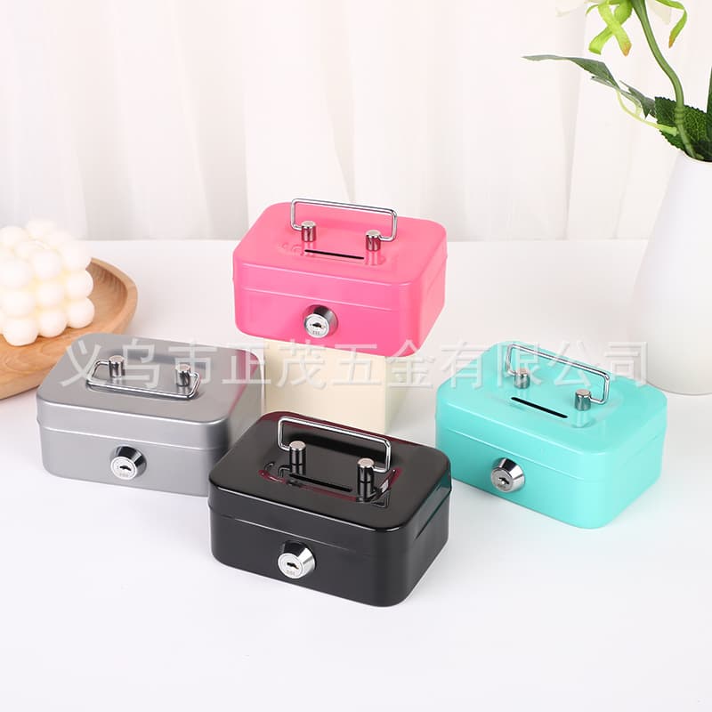 Small metal portable storage box with key, piggy bank, new creative coin storage box, cross-border e-commerce.