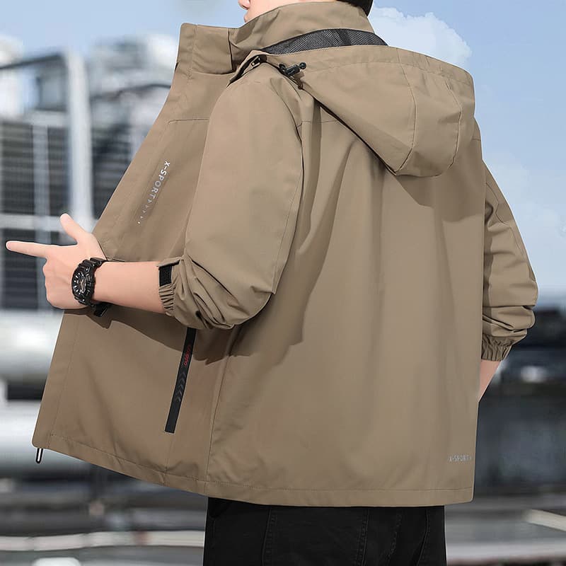 [Source Factory] [M-8XL] Spring/Autumn Hiking Jacket for Men, Loose Fit, Plus Size, Thickened Outerwear
