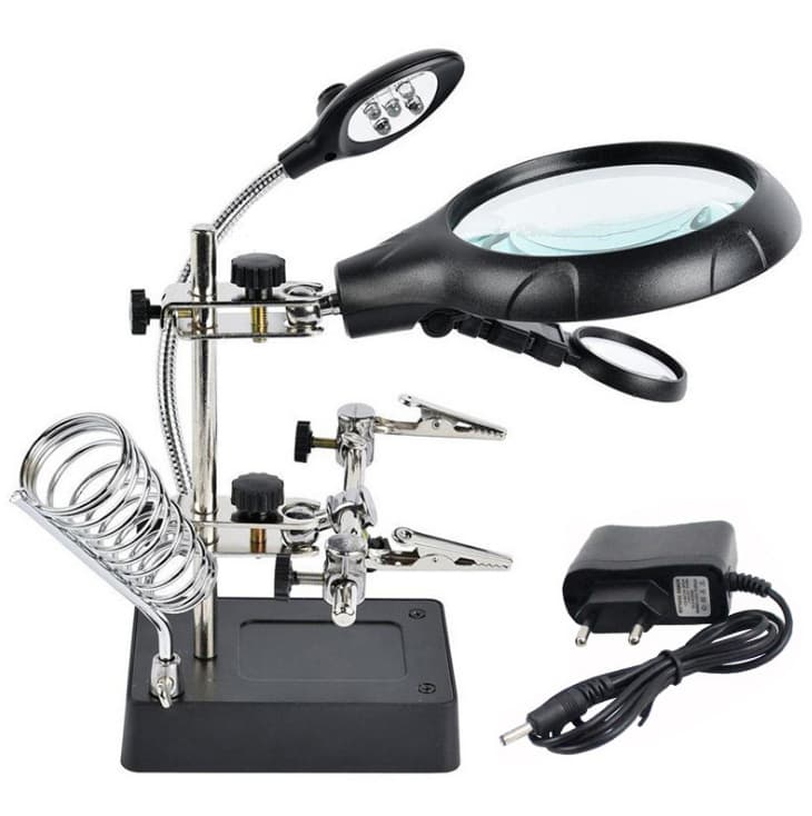 Plug-in 220V power supply with light/desktop magnifying glass glass lens maintenance magnifying glass 16129-C