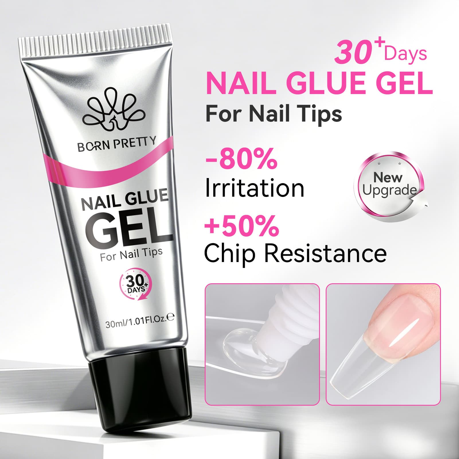 BORN PRETTY cross-border manicure 30ml tubular nail patch adhesive 3-in-1 sticky diamond shape patch solid glue