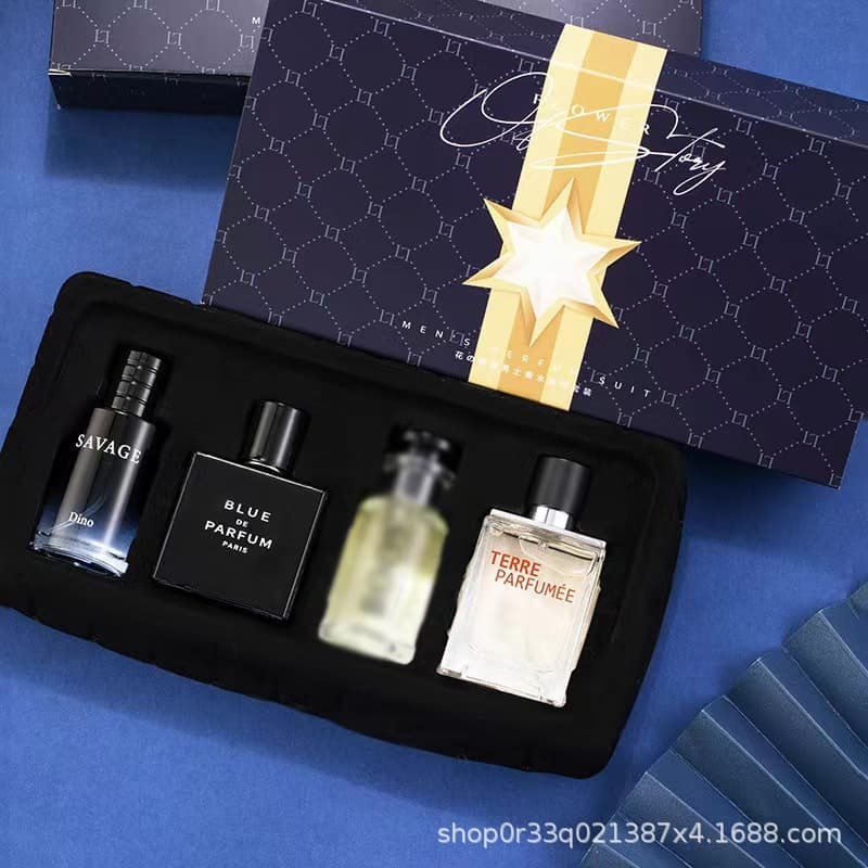 2024 New Men's Four-Piece Set Blue Land Perfume Light Fragrance Live Cross-Border Explosions 25ml Southeast Asia Wholesale