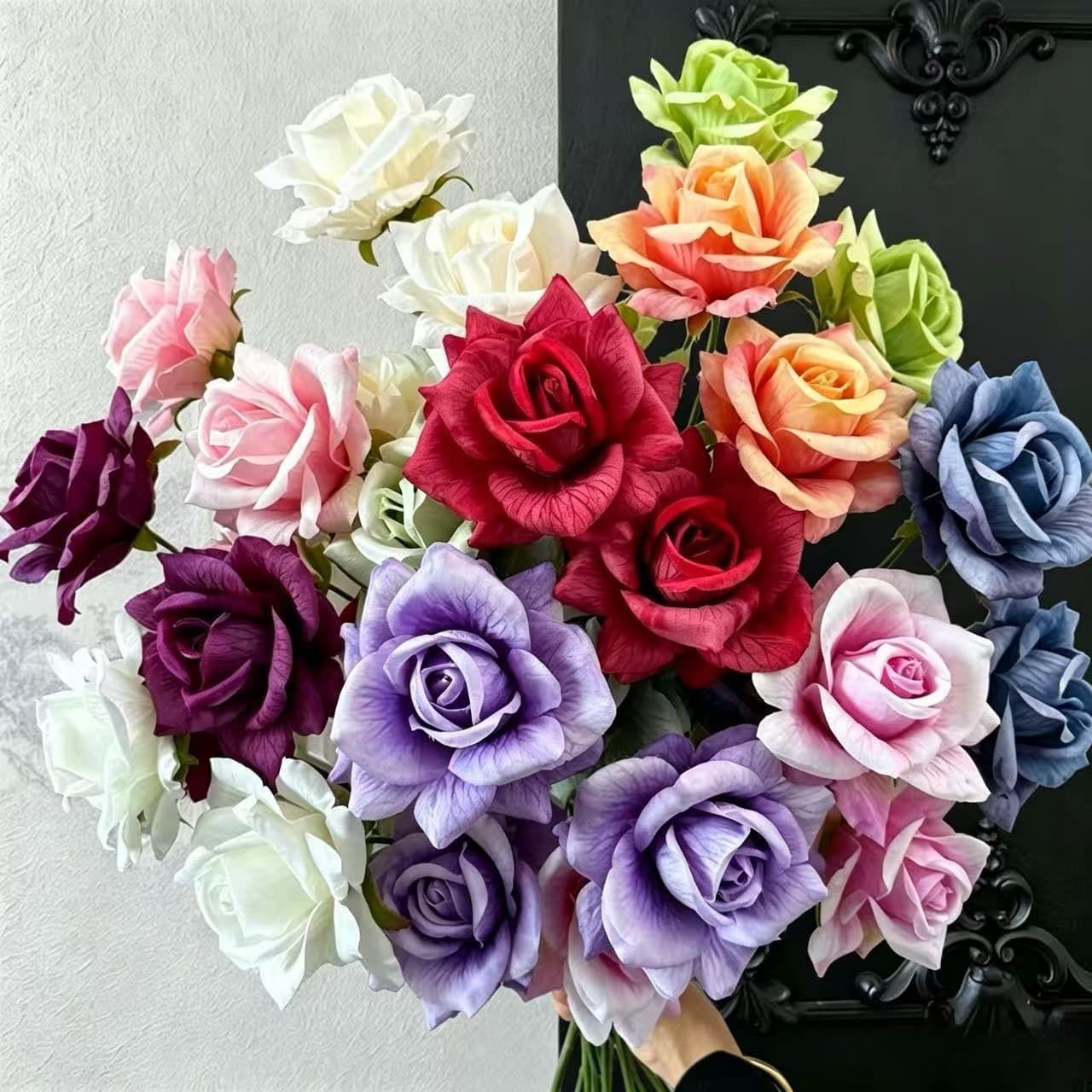 Artificial Textured Rose for Engagement Party Background Wall Decoration, Wedding Hall Flower Arrangement, Home Decorative Silk Flowers