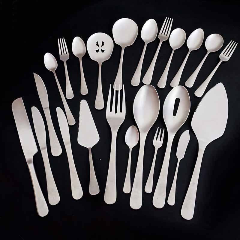 Stainless Steel Knife Fork Spoon Titanium Purified Home Steak Knife Fork Round Spoon Dessert Fork Spoon Serving Fork Spoon Cake Spatula