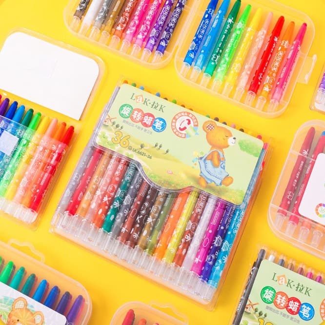 12/18/24/36 color rotating crayon washable non-dirty hand painting pen children’s gift color pen set wholesale