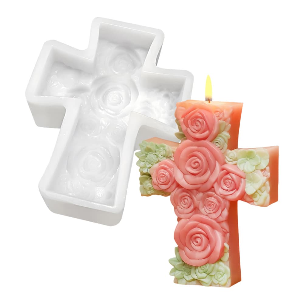 Cross-border Rose Flower Candle Mold DIY European-style Portrait Aromatherapy Candle Desktop Decoration Silicone Mold