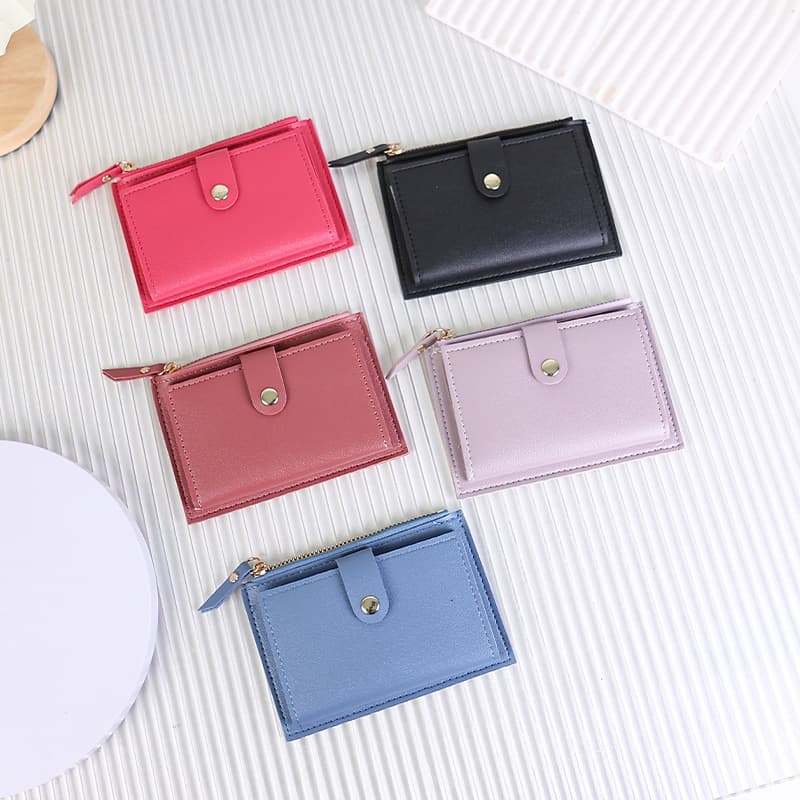 Cross-border hot selling women's short ultra-thin wallet ins female Japanese and Korean cute simple student coin purse solid color card holder