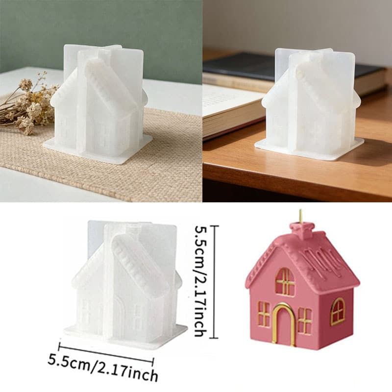 Mini House Silicone Mold, Epoxy Resin Suitable for DIY Plaster Decorations, Scented Candles, Desktop