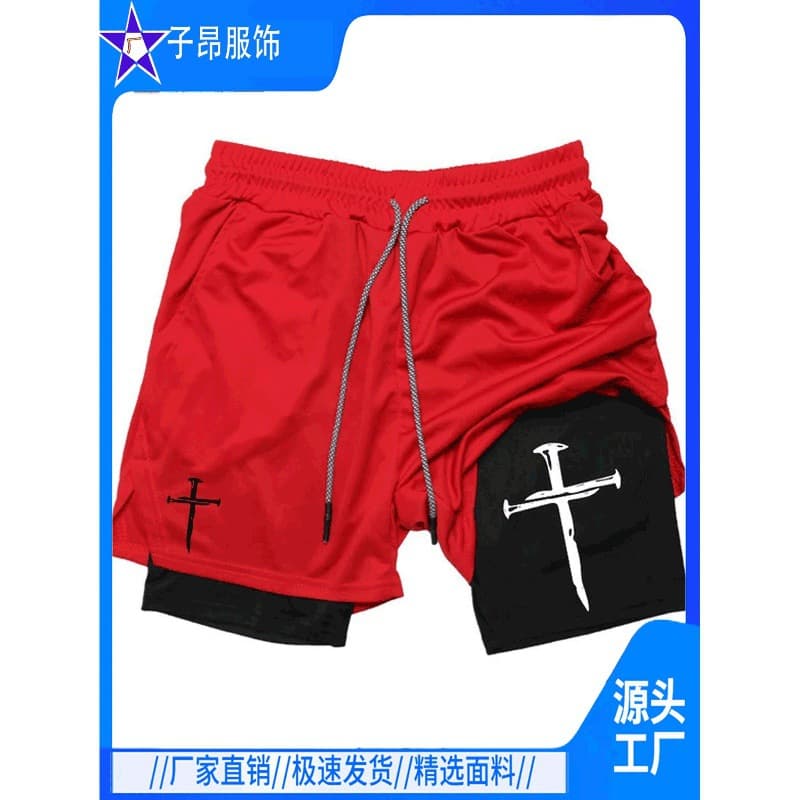 Dragon Ball Series Ghost Face Shorts Summer Printed Double Layer Two-in-One Men's Basketball Running Casual Home Sports Shorts