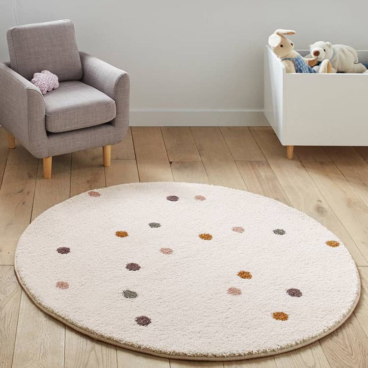 Cartoon Kids Room Round Carpet, Girl's Heart Faux Cashmere Non-Slip Carpet, Large Area Full Coverage Living Room Carpet