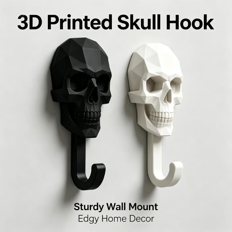 Cross-border 3D Printed Practical Skull-Shaped Hook for Home Bathroom Balcony Multi-Scenario Craft Gift