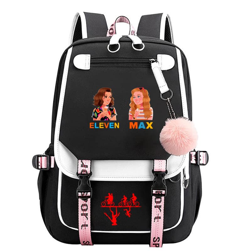 Back-to-School Stranger Things Printed USB Backpack for Students Casual Bookbag