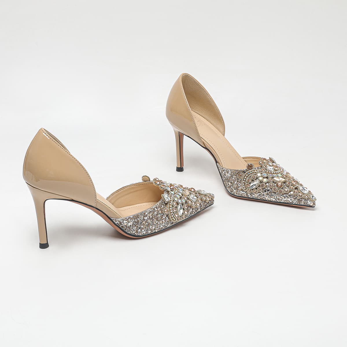 Miss Found White Wedding Shoes Summer High Heels Bridal Main Dress Niche High-End 2026 New Rhinestone Sandals