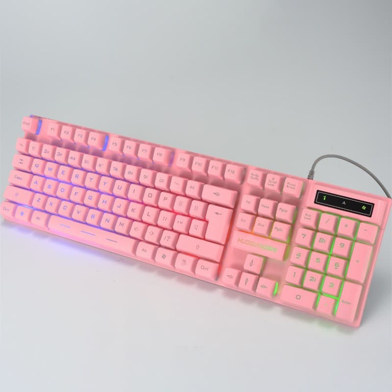 Gunner 103 Pink Glowing USB Membrane Backlit Wired Keyboard for Laptop and Desktop, Typing for Men and Women