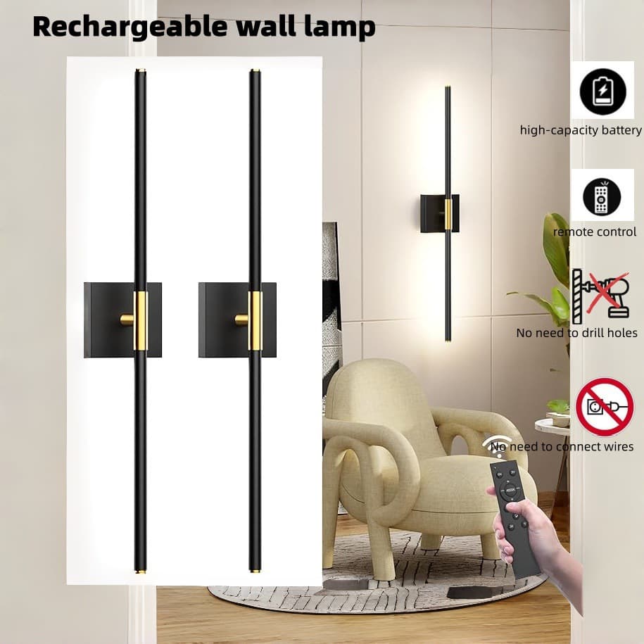 Amazon Wireless Rechargeable Long Magnetic Wall Light, No Installation or Drilling Required, Remote Control, for Bedroom, Vanity, Bedside