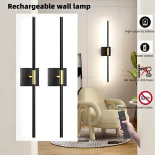 Amazon Wireless Rechargeable Long Magnetic Wall Light, No Installation, No Drilling, Remote Control for Bedroom, Dresser, Bedside