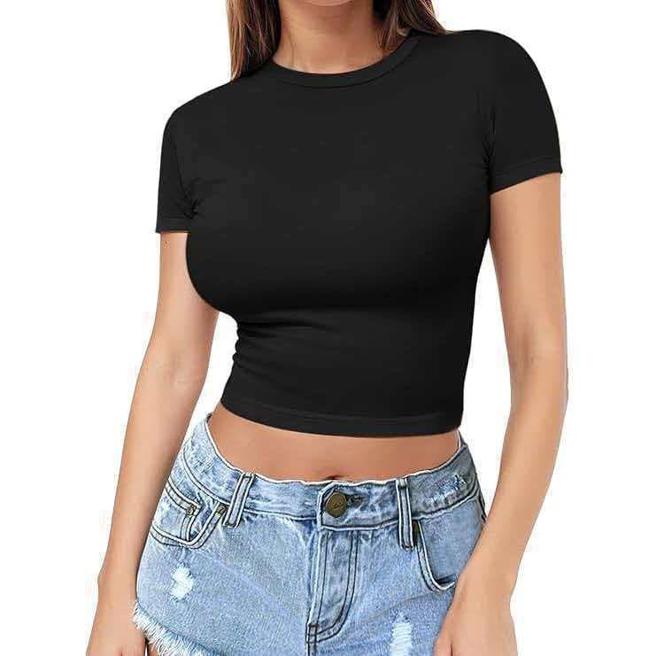 Cross-border Wholesale European American Crop Top T-Shirt Women 2026 European American Size Bestseller Amazon Women's Plus Size Top Fashion