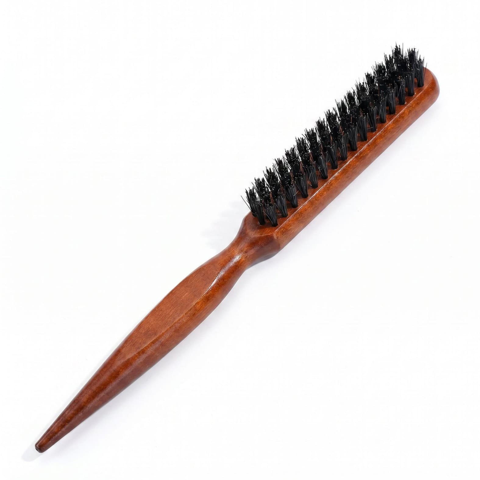 Boar bristle narrow-tooth comb hairdressing three-row hair comb fluffy style long-handled makeup pointed tail coiled hair curling comb