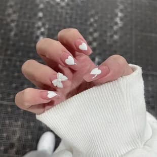 Lefan Heart 3D Bow Wearable Nails Nude Sweet Ballet Nails False Nail Tips Factory Wholesale