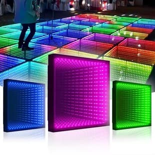 LED Dance Floor Tile Light, Thousand-Layer Mirror, 3D Stereo Luminous Advertising Sign, RGB Dance Floor Light, 3D Infinite Abyss Mirror