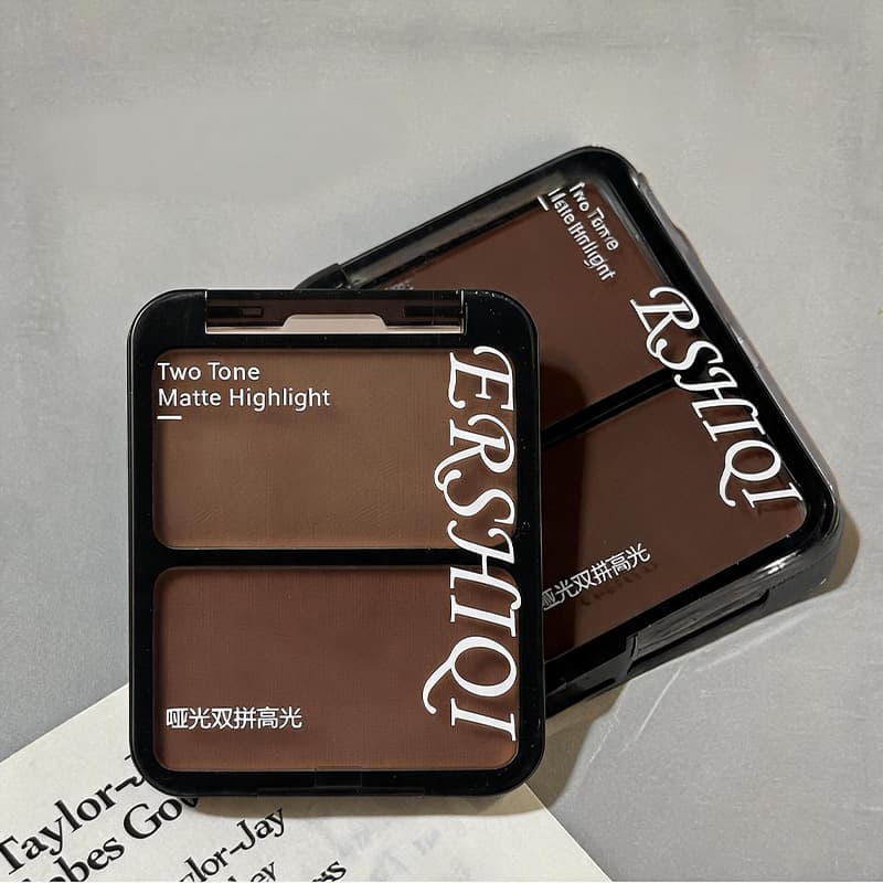 Dual-Color Highlight & Contour Palette Matte Powder Face Brightening All-in-One Palette Nose Shadow Eyeshadow Shading Palette Natural Volumizing Color