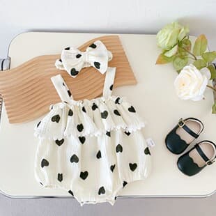Baby Clothes Summer Strappy Romper Girl Super Cute 100-Day Cotton Princess Romper Summer Thin Bodysuit