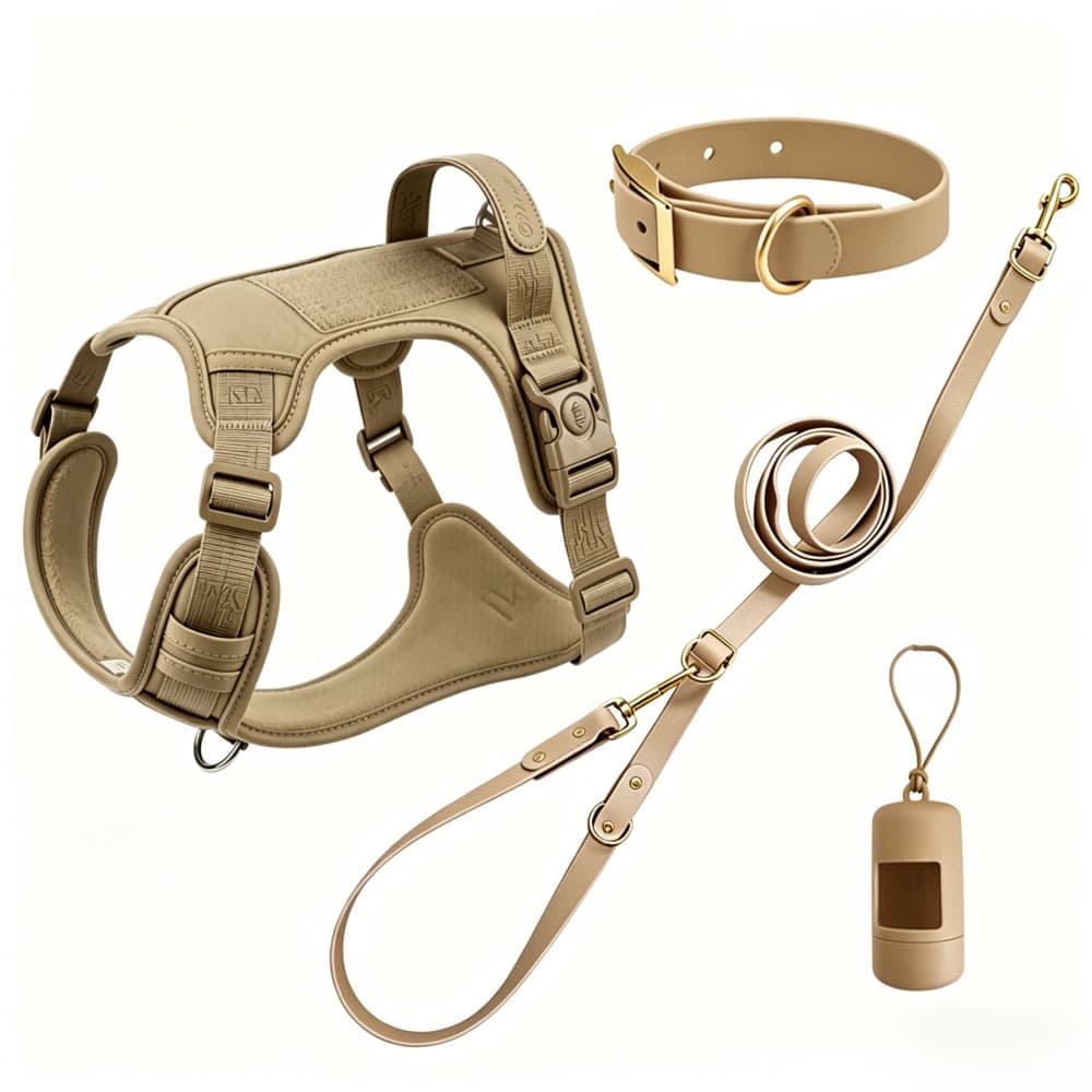 New Style Pet Vest-Style Breathable, Wear-Resistant, Stretchable Harness with Pvc Collar, Leash, and Poop Bag Dispenser, Available in Multiple Colors