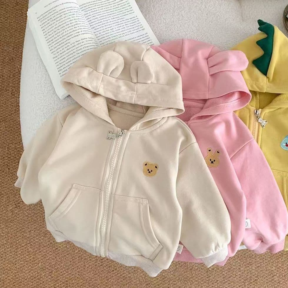 New children's autumn zippered small jacket Korean style cute cartoon animal hooded infant jacket