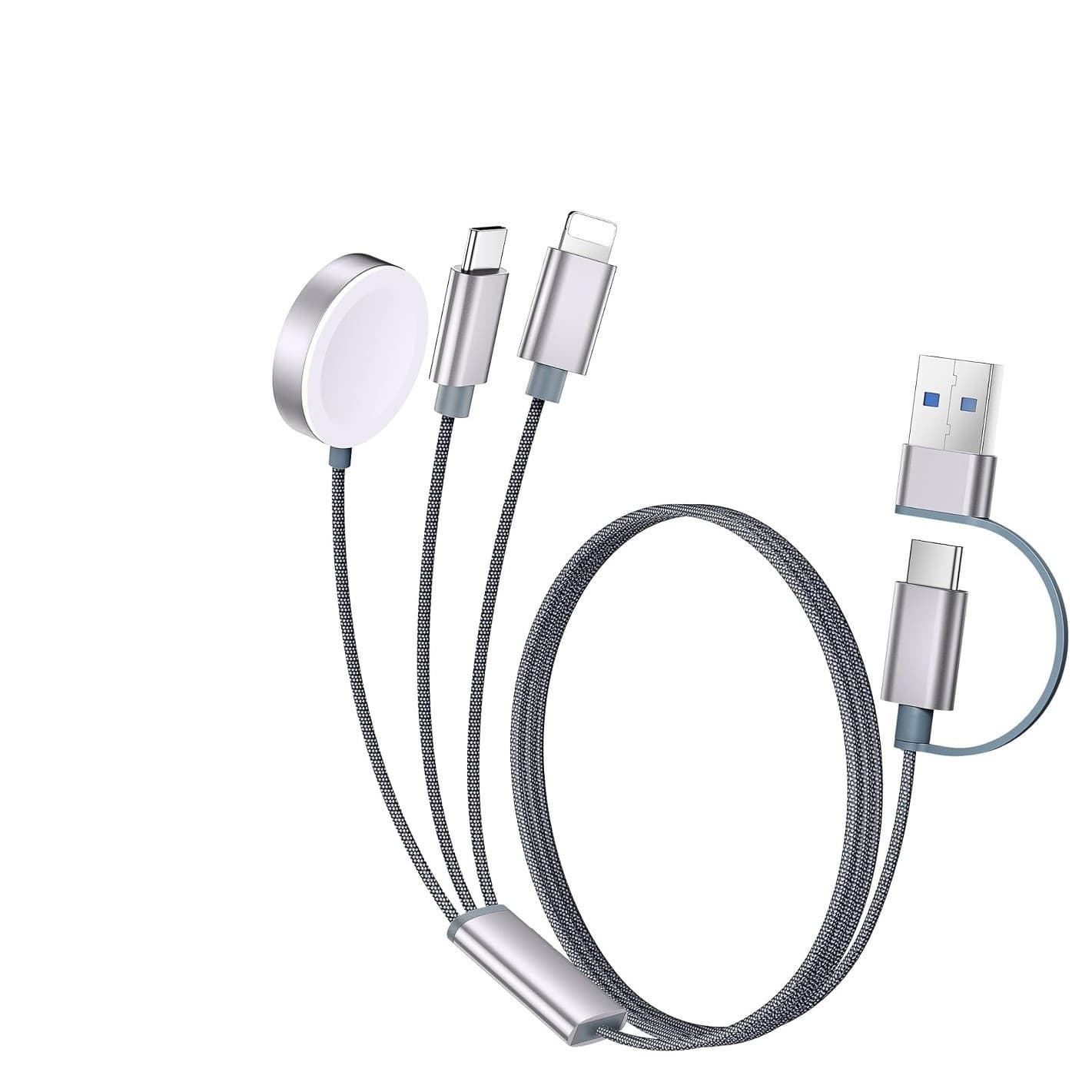 Compatible with Apple Watch braided cable, wireless charging, 3-in-1 watch charger, 2-to-3 wireless charging