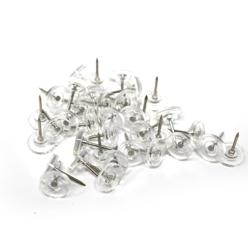 Amazon factory wholesale children's push pins, thumb tacks, map pins, soft board pins, transparent flat head round pins, large quantity with best price