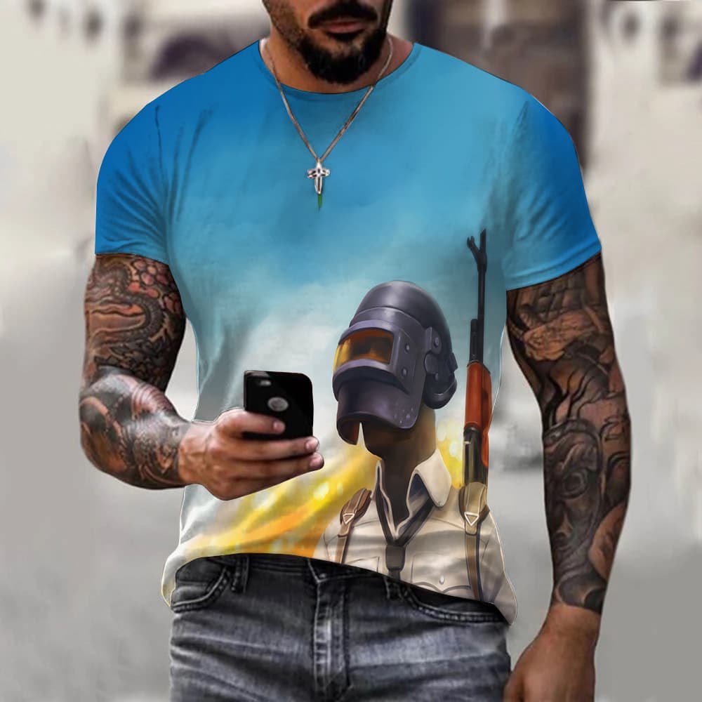 Cross-border new PUBG tactical competitive game PlayerUnknown's Battlegrounds printed summer 3D color printed breathable short-sleeved shirt
