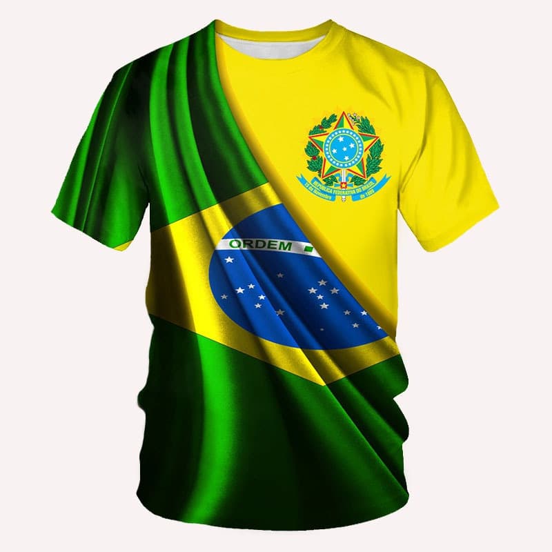 Brazil Flag T-Shirt National Emblem Men's T-Shirt Jersey