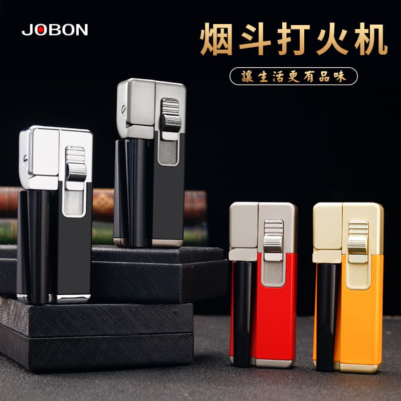 Zhongbang ZB7002 Angled Flame Butane Lighter for Cigars and Pipes Cross-Border Wholesale Drop Shipping