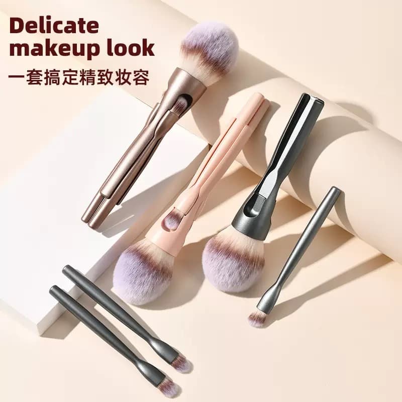 Cross-border four-in-one magnetic makeup brush portable multi-functional brush set loose powder eye shadow contour makeup tool for beginners