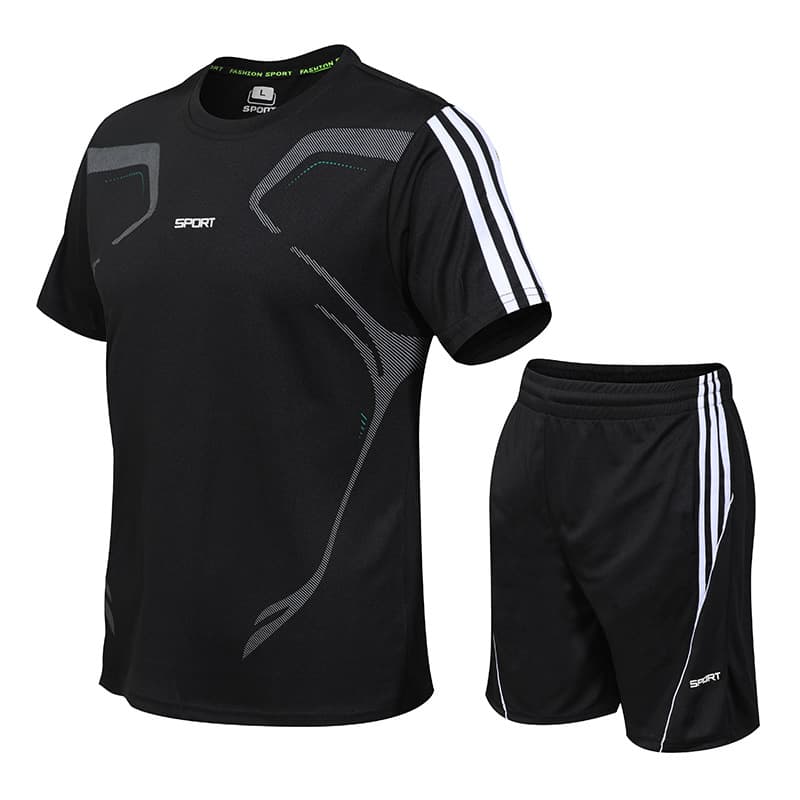 Casual Men's Summer Thin Short Sleeve Running Basketball Sports Suit 2-Piece Set Lightweight Breathable Sportswear From China