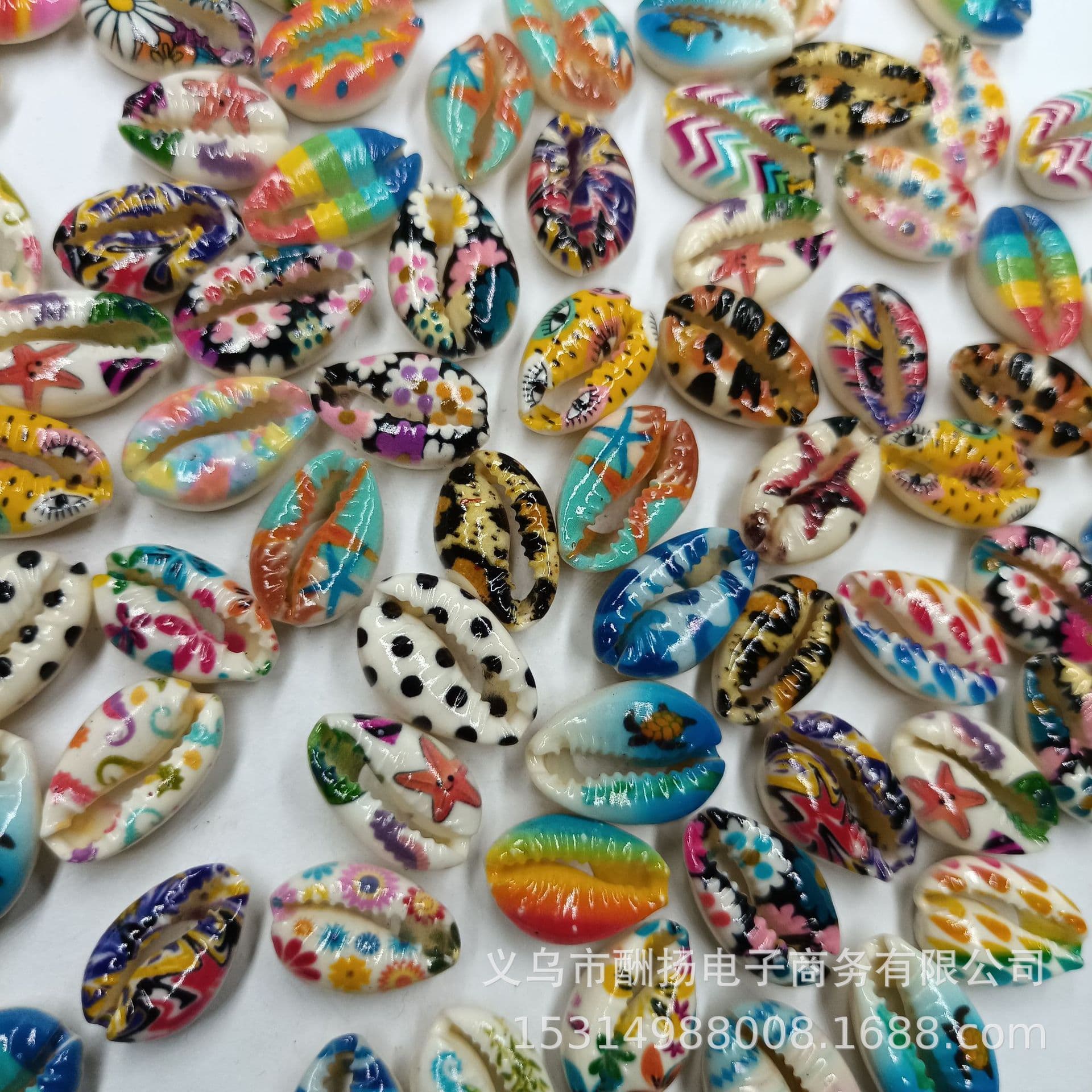 Printed Shell Bracelet Necklace Handmade DIY Material Gold-edged Shell Slice Shell Conch Clothing Accessories