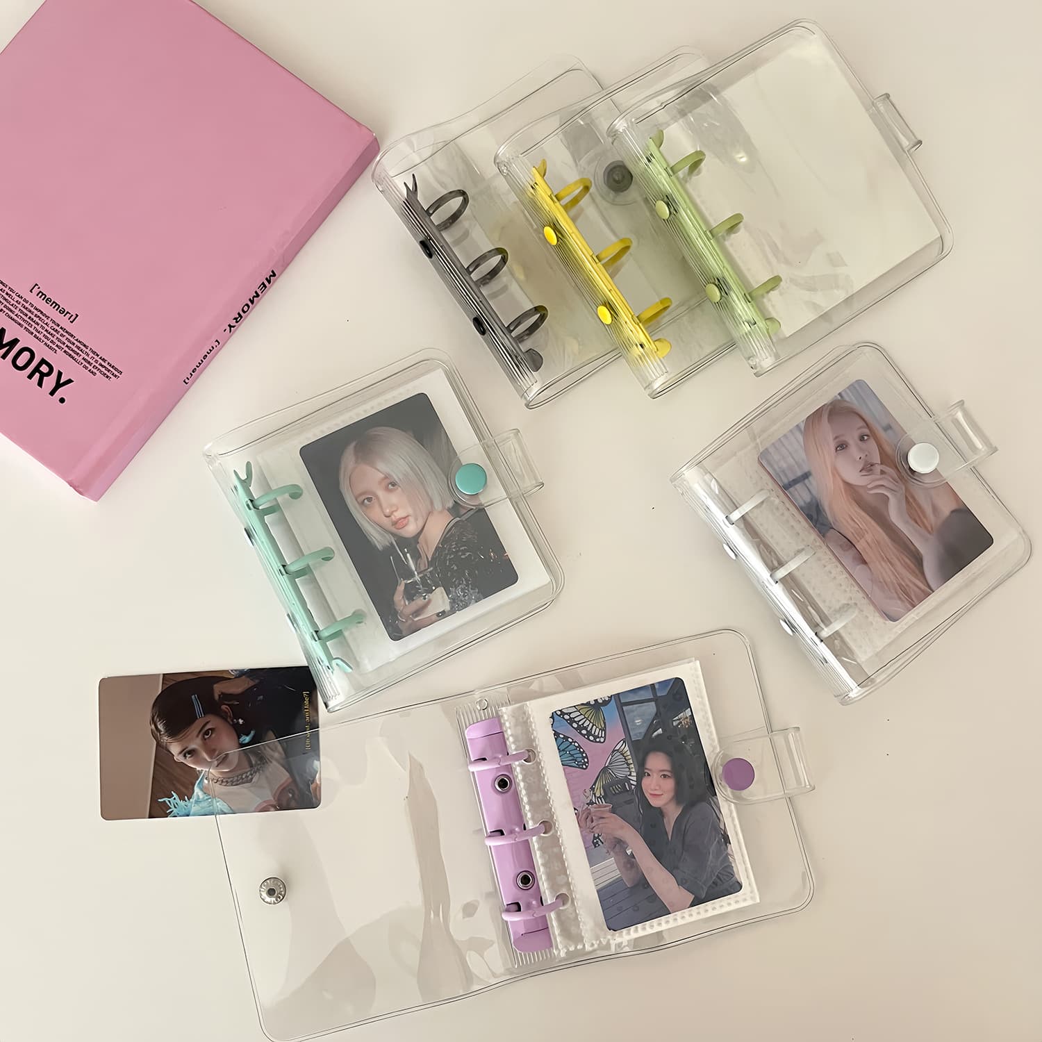 3-Ring Transparent PVC Card Album, Sparkling 3-Ring Enlarged Loose-Leaf Celebrity Album Cards, 3-Inch Single Pocket Storage Photo Book