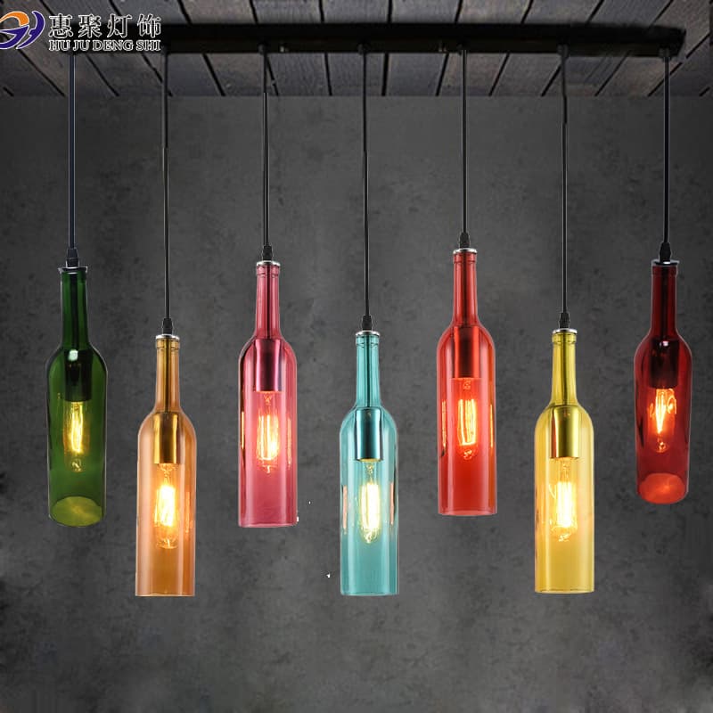 Personalized creative bar table wine bottle lamp industrial style retro restaurant cafe clothing store decoration LED chandelier
