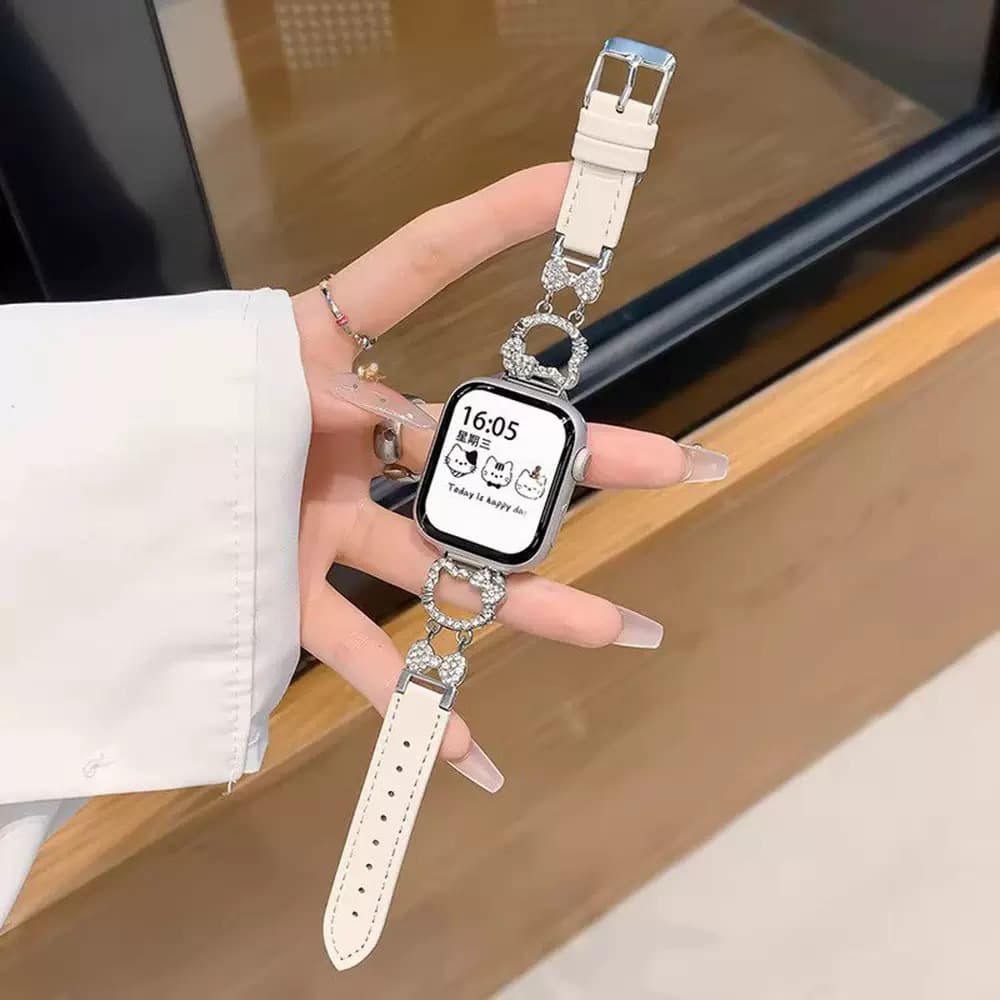 Suitable for Apple Watch S11 Ultra Watch Strap, Apple S10S9876 Flash Diamond Kt Cat Watch Strap, Girls' Wristband