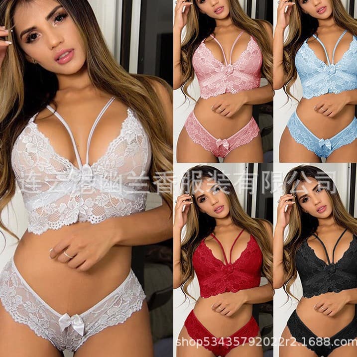 Sexy European and American Women's Lace Bra Set Lingerie Backless Top Sexy Panties Bra Women's Sleepwear T1171