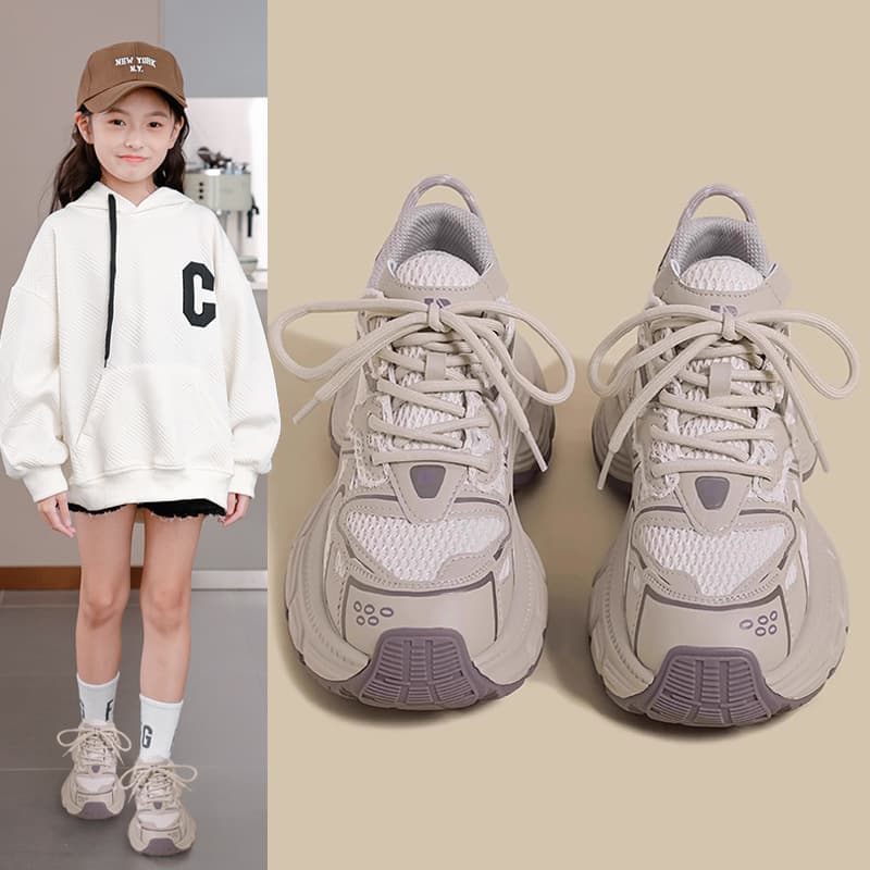 Girls' Sports Shoes 2025 Autumn New Middle and Big Kids' Dad Shoes High Appearance Children's Shoes Little Girls' Mesh Shoes