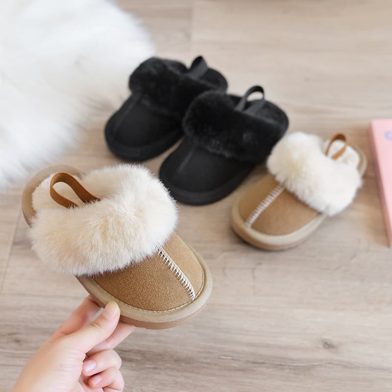 Korean-style Children's Suede Furry Slippers 2024 Winter New Girls' Cotton Shoes Boys' Trendy Instagram Lazy Slippers