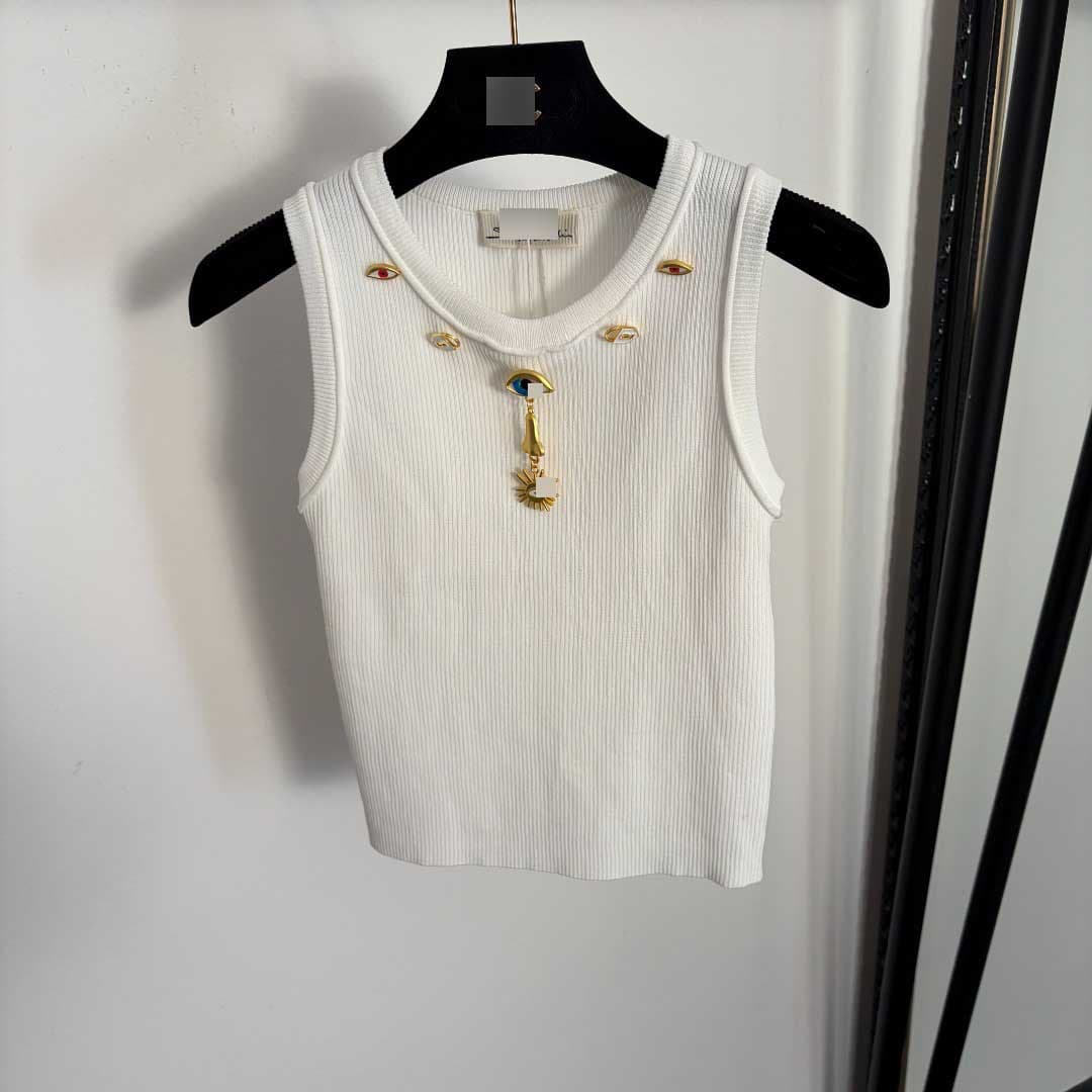 Nanyou Cross-border Foreign Trade Hot Selling Fashionable Women's Evil Eye Metal Button Knit Vest Top