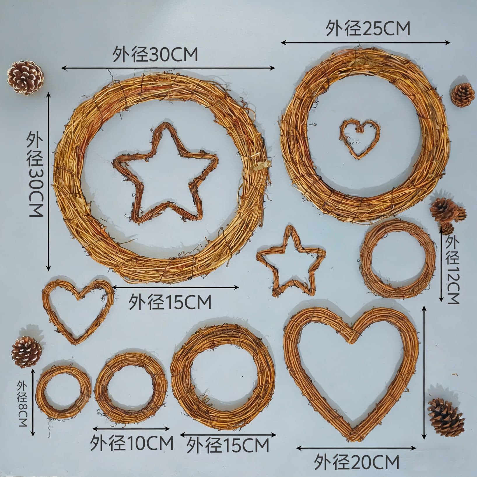 Dofu rattan wreath Indonesian rattan wreath flower shop DIY accessories gardening rattan wreath Christmas wreath decorations