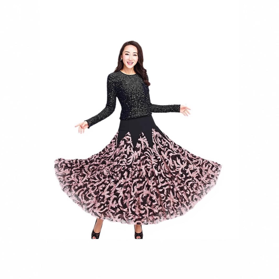 New Modern Dance Dress Flared Skirt Long Sleeve Performance Wear Ballroom Dance Costume Modern Dance