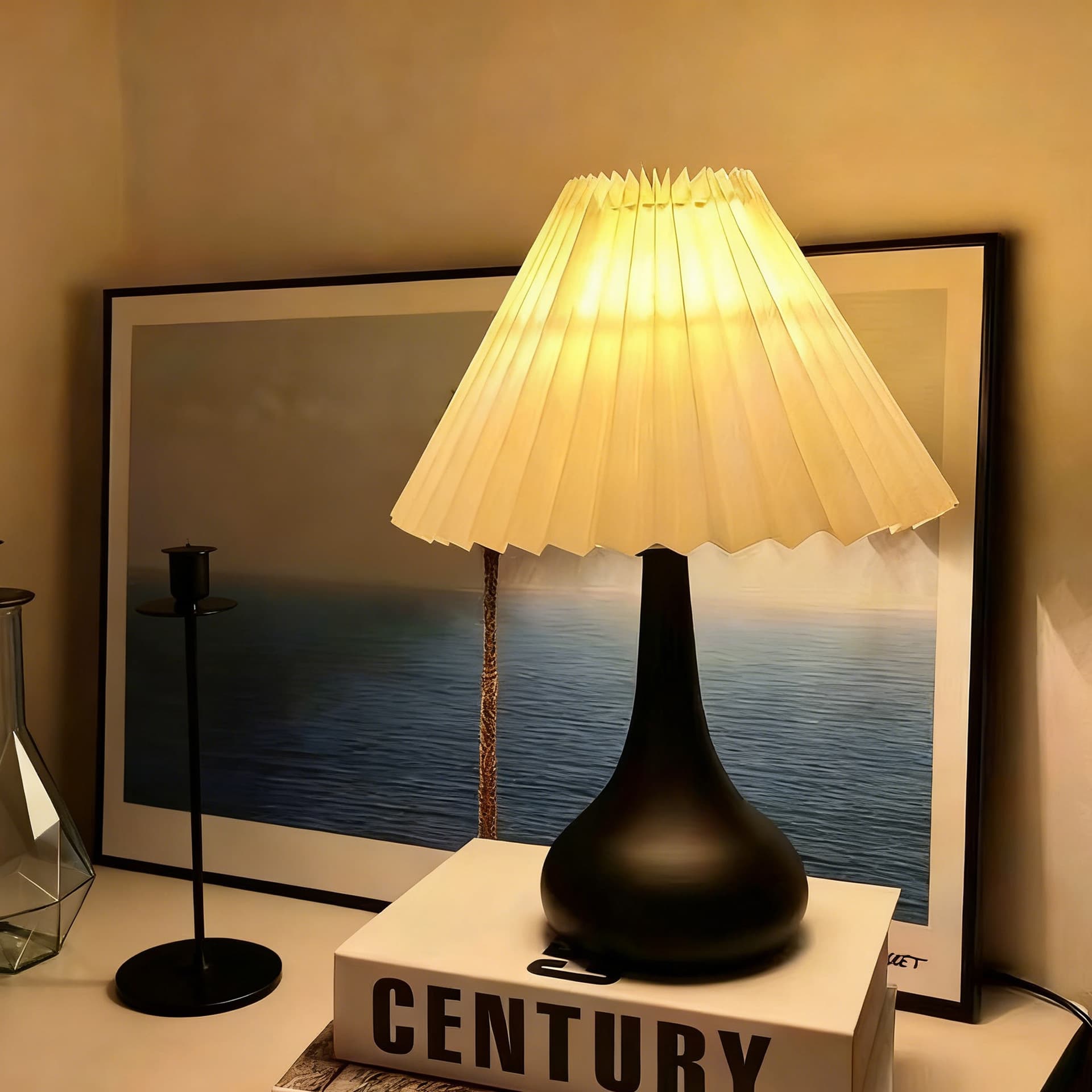 Retro Vintage Folded Metal Table Lamp Bedroom Decorative Night Light Atmosphere Lamp for Dormitory And Girls' Room