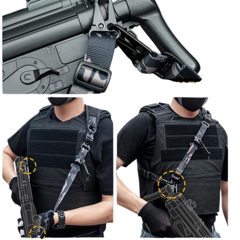 Tactical Quick-Adjust Quick-Release Single/Double Point Sling Modular Expandable Training Mission Strap Camera Bag Strap