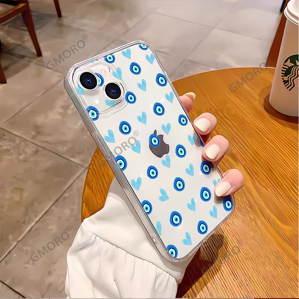 Best-selling Turkish Evil Eye iPhone 17 Heart Transparent Soft Case for Apple 16 Pro Max Shockproof Phone Cover