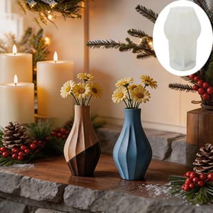 Quanmingxiang Nordic Irregular Silicone Vase Mold Vertical Grain Wabi-Sabi Style Home Decoration Ornament Dried Flower Mold